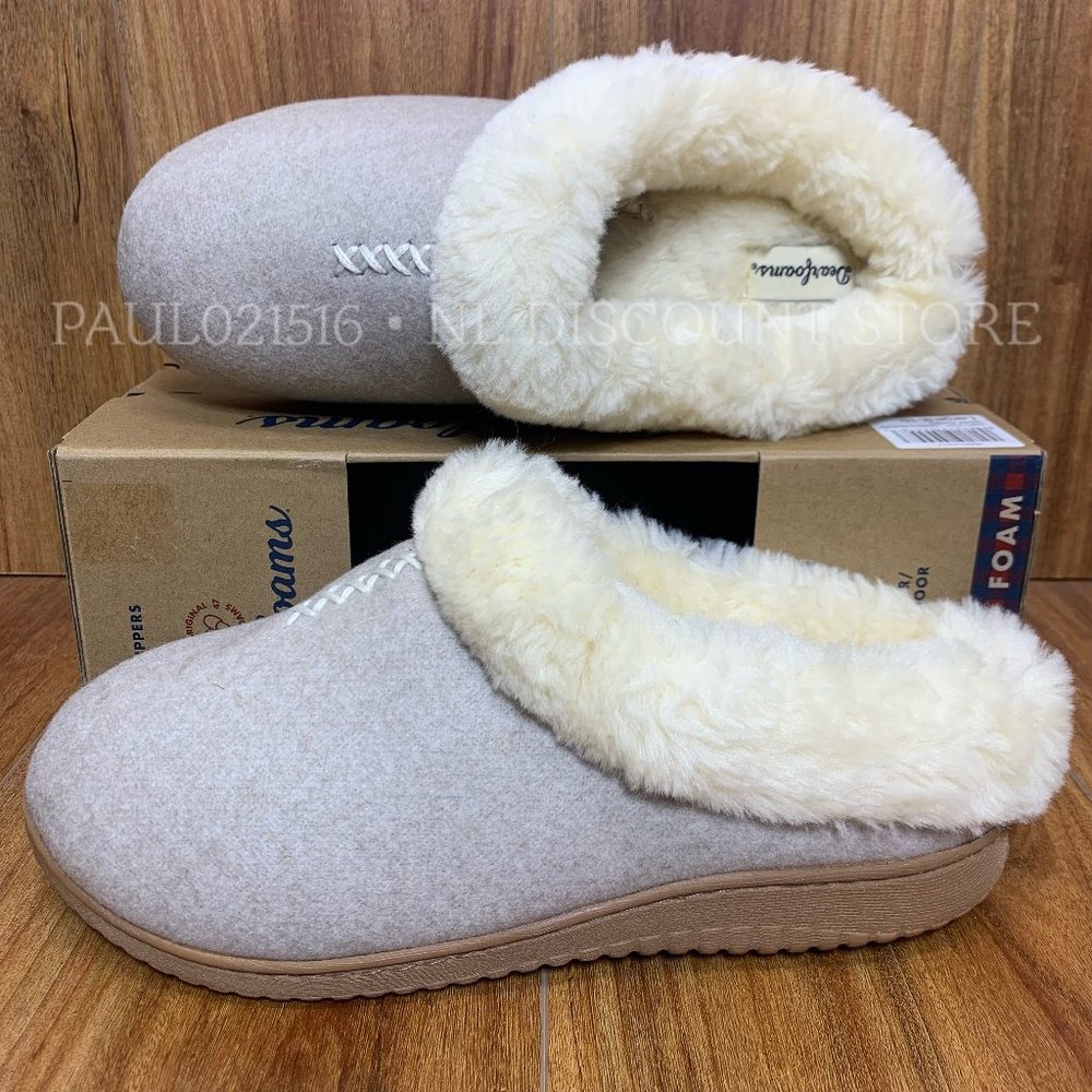 DEARFOAMS Women's Memory Foam Wool Blend Slippers, Gray, Sizes S M L XL